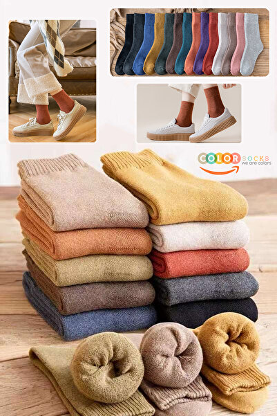 Color Socks 5 Çift İçi Polarlı Kışlık Kalın Kadın Çorap (ISI EMİCİ)