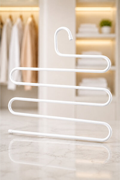 VENON 1 Piece White Metal Clothes Hanger 5-Tier Shawl Hanger Scarf Pants Hang...