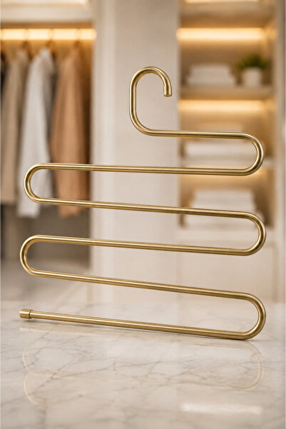 VENON Antique | |   1 Piece Matte Gold Metal Clothes Hanger 5 Layer Shawl Han...