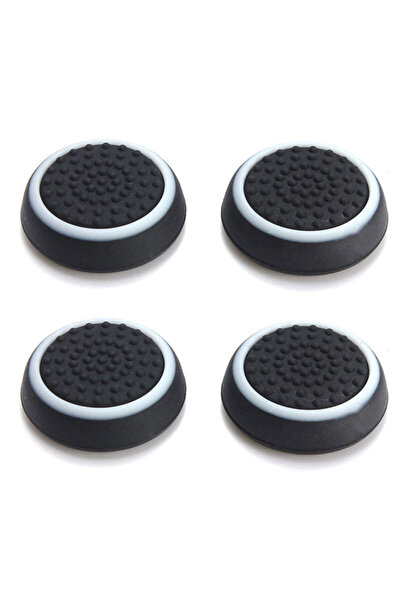 Choice3 Black white 4pcs Soft Rubber Silicone Anti-Slip Thumb Grip Stick Cap ...