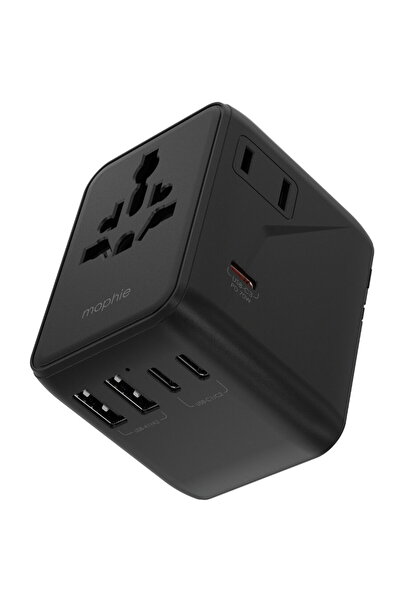 Mophie Încărcător Esențial 35W, GaN 5 porturi + AC, Adaptor de călătorie, Negru