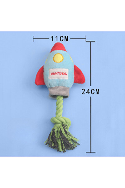 Choice1 Blue Rocket Shaped Plush Dog Toy Bite Resistant Chew Toy Corduroy Mat...