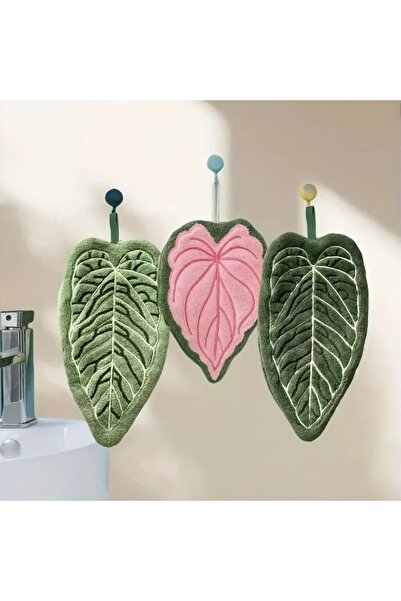 Choice 3PCS Three colors Plant Towels Leaf Design Ultra Absorbent Quick Dry W...