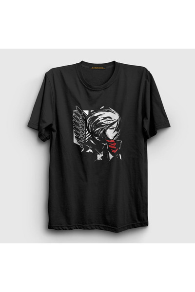 Presmono Unisex Black Mikasa Anime Attack On Titan T-shirt124330tt