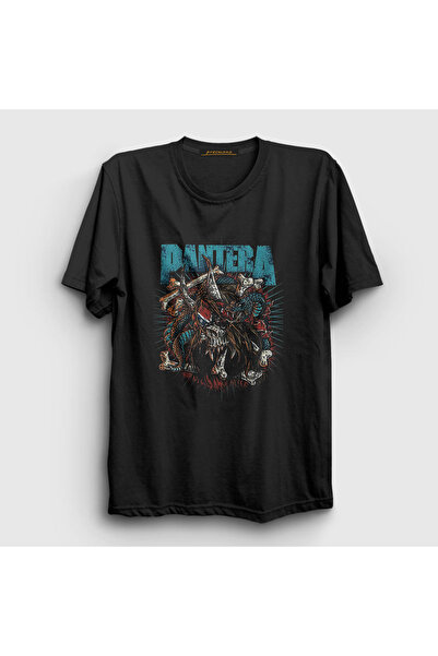 Presmono Unisex Black Bones Pantera T-shirt168198tt