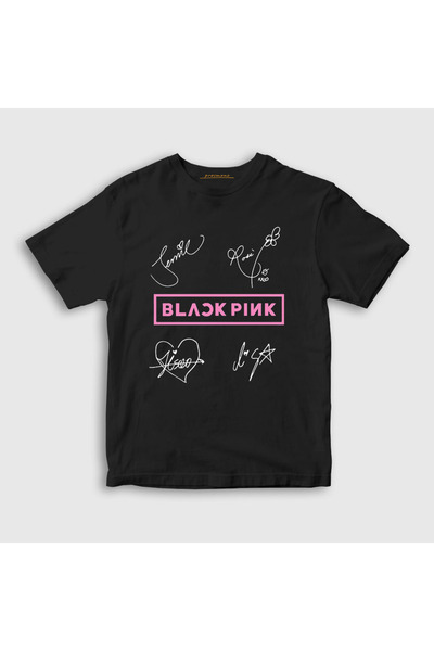 Presmono Unisex dečji crni znakovi Blackpink T-shirt 19643tt