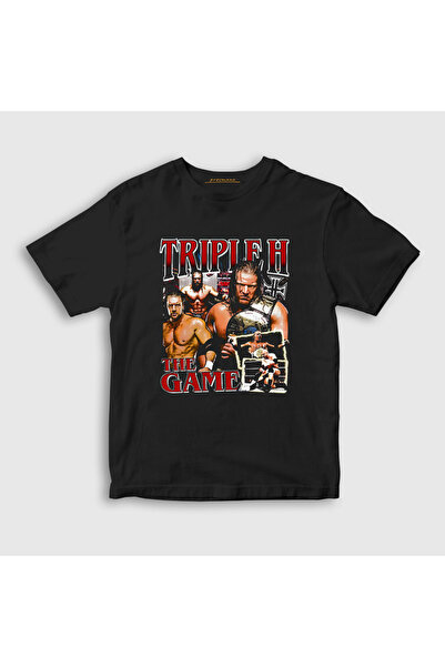 Presmono Unisex Kids Black the Game Triple H Wrestling Wwe T-Shirt 610169Tt
