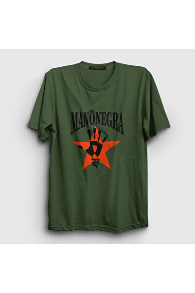 Presmono Unisex Khaki Logo Mano Negra T-Shirt 593517Tt