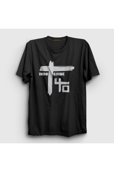 Presmono Unisex crni logo Rock Indochine T-shirt 539107tt