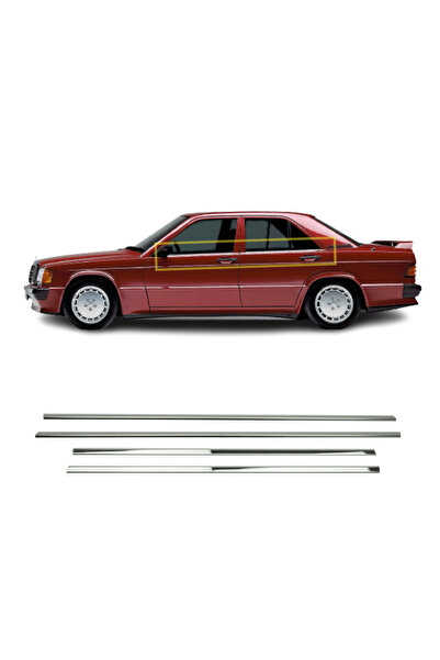 Mercedes W201 E-190 Krom Cam Çıtası 1983-1993 4 Parça P.Çelik