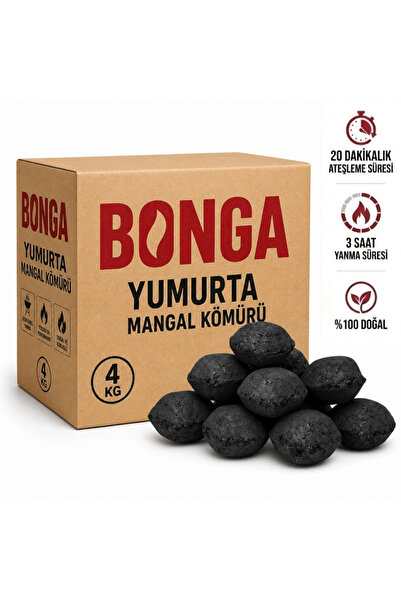 BONGA Briket Yumurta Kömür 4 kg - 25 Adet Tutuşturucu - Tutuşturma Bacası | Kömür Tutuşturucu Baca