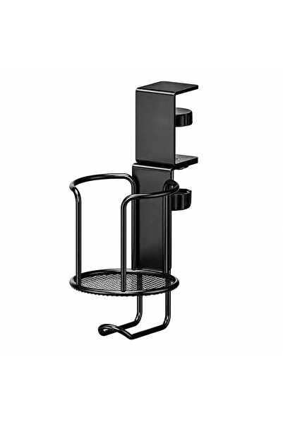 Masa Kenarı Bardak Tutucu ve Kulaklık Askısı, Kelepçeli Metal Masa İçecek Tutucu, Ayarlanabilir Masa Bardaklığı, Kahve Kupası, Termos ve Su Şişesi İçin Ofis Oyuncu Masası Organizer Siyah