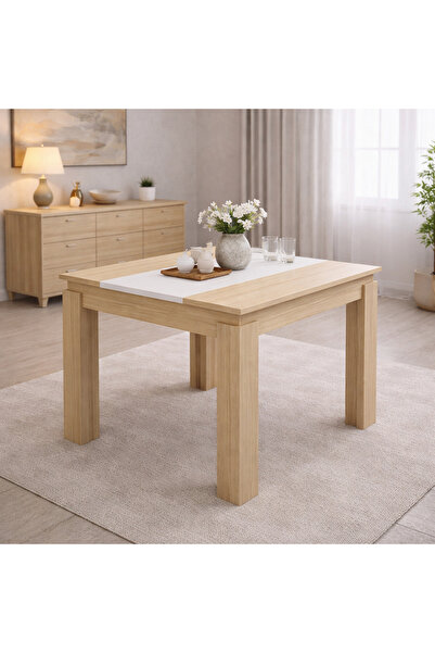 Sani Masă de dining Viki 1, 90x90 cm, stejar Sonoma și alb