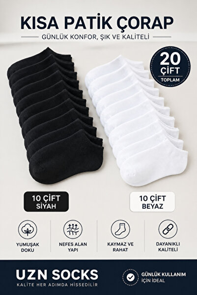 UZN SOCKS 20 párů bavlněných krátkých ponožek do bot |   Unisex |   Černobílá...
