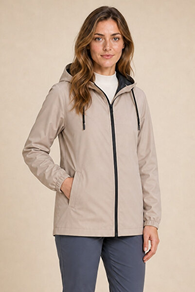 First Steps Women's Stone Lined Waterproof and Wind Resistant Hooded Raincoat...