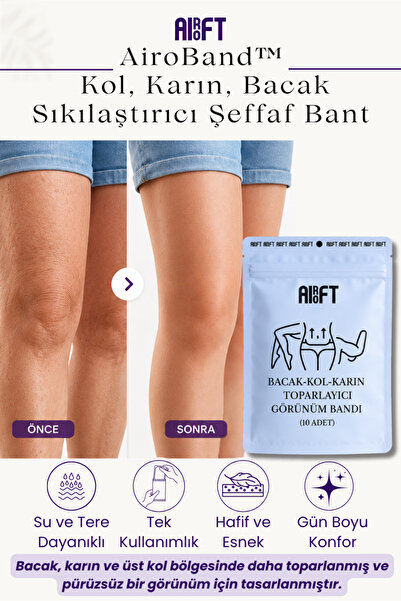 airoft AiroBand™ Kol, Karın, Bacak Sıkılaştırıcı Şeffaf Bant (10 Adet)