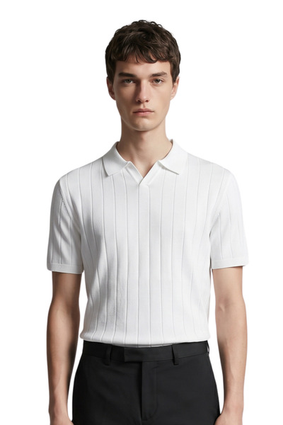 ANTHONY JACKSON Premium Men's Knitwear Polo Neck T-Shirt Ravello