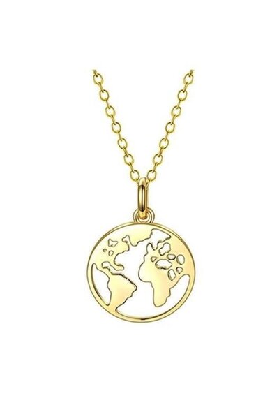 Herşey Nota Gold Color World Women's Necklace Steel