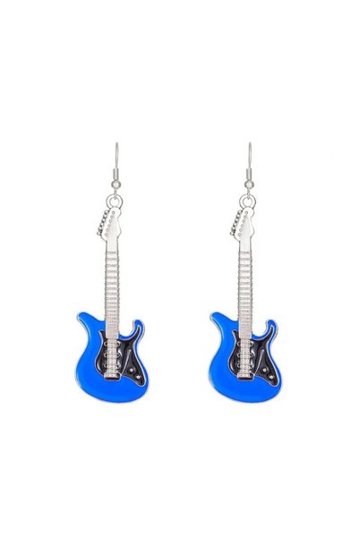 Herşey Nota Guitar Earrings Blue