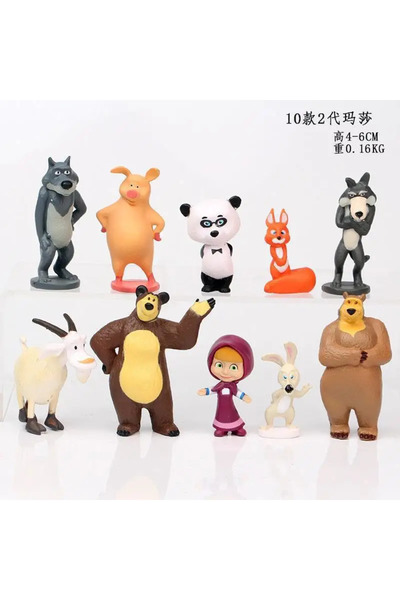 Choice Bandai 10Pcs 10Pieces Masha and The Bear Action Figure Anime Model Car...