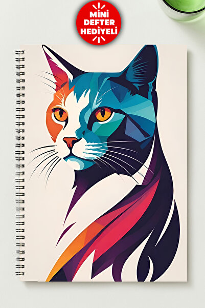 BLACKONECLASS Cute Cat A5 Metal Spiral Unlined Cardboard Cover Cute Cat Notebook