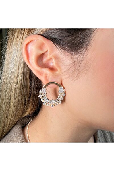 nesdesign Baguette Stone Hoop Earrings