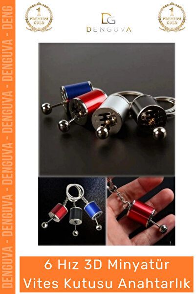 Denguva # Keychain 6 Speed 3D Miniature Metal Manual Moving Gear Shifter Gift...