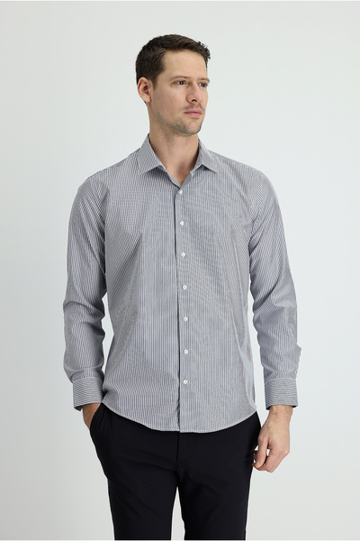 Kiğılı Cămașă cu mânecă lungă, slim fit, din bumbac cu dungi, ușor de călcat