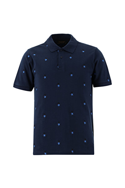 Abdullah Kiğılı Polo Neck Regular Fit Cotton Patterned T-Shirt