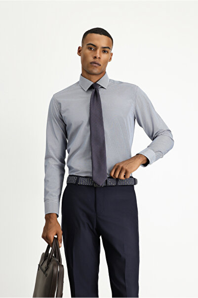 Kiğılı Long Sleeve Slim Fit Slim Fit Classic Print Cotton Easy-Iron Shirt