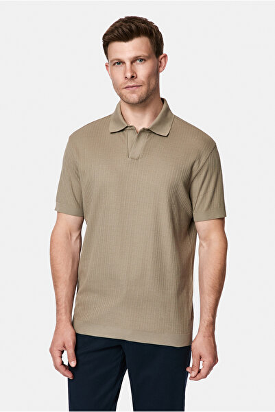 Abdullah Kiğılı Regular Fit Patterned Polo Collar Mercerized Cotton T-Shirt