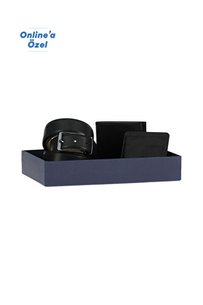 Kiğılı Plain 3-Piece Belt & Wallet & Card Holder Gift Boxed Set