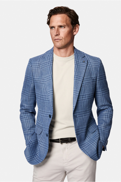 Abdullah Kiğılı 6 Drop Regular Fit Standard Cut Wool Linen Silk Blend Plaid C...