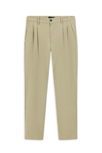 Abdullah Kiğılı Regular Fit Standard Cut Lycra Pleated Trousers
