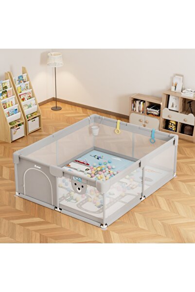 N.zone Luxury 150X180X65Cm Baby Play & Protection Area with 50 Balls, Grabber...