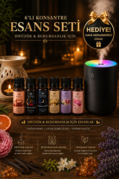 Hem NYORA 6'lı 10 Ml Premıum Seri Buhurdanlık ve Havana Nemlendirici Esansiye...