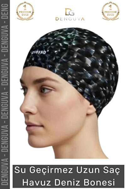 Generic Brand # Bone Long Hair Non-Slip Waterproof Leak-Proof Swimming Cap El...