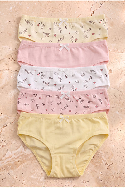 Katia&Bony Pack of 5 Patterned Girls' Slips Multi-Colored