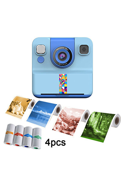 Choice1 Blue Color Printing Camera Kids Instant Camera 1080P Thermal Print To...