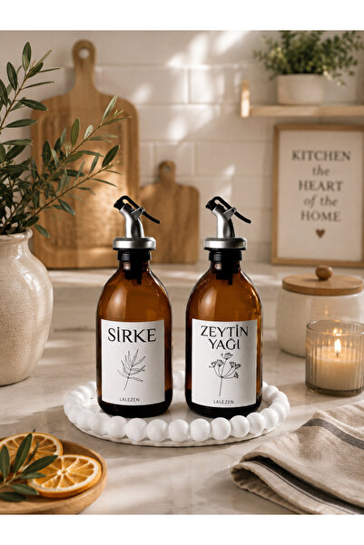 LALEZEN HOME Olive Oil with Bead Stand - Vinegar Label Glass Bottles 250ml