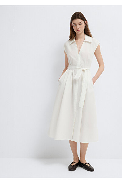 Mavi Rochie midi ecru cu șireturi 1310871-70057