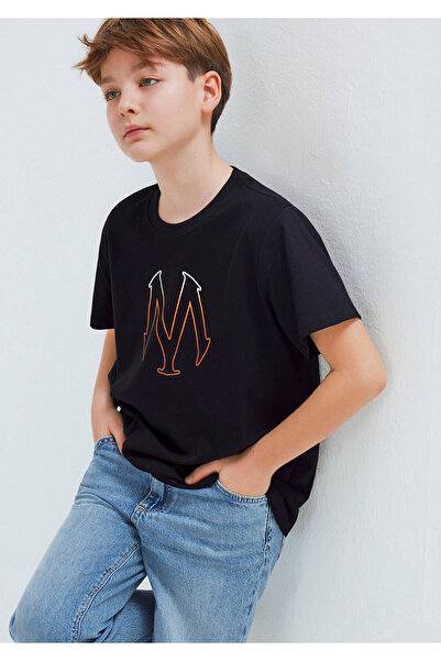 Mavi Schwarzes T-Shirt mit M-Logo-Aufdruck, normale Passform 6610044-900