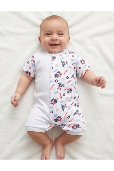 MiniKids Βρεφικό ολόσωμο φορμάκι, με στάμπα αεροπλάνο και αγόρι