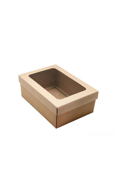 Parti Adresi Asetat Pencereli Kraft Kutu Hediye Kutusu 14X20X9 Cm