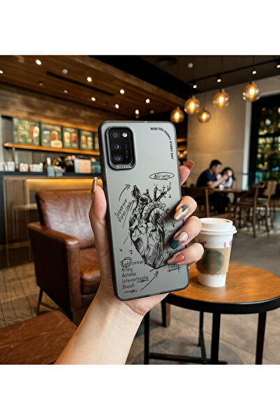 Caseji Samsung A31 Uyumlu Anatomik Kalp Baskı Desen Darbe Emici Telefon Kılıf...