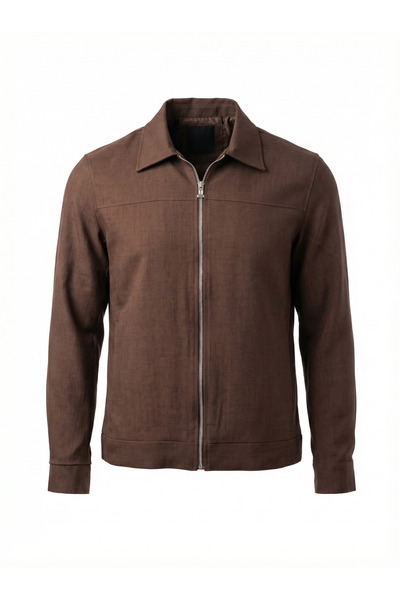 LUMAST Βασικό κομψό λινό μπουφάν με λεπτή επένδυση