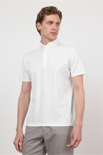 İmza Λευκό ιταλικό κοντομάνικο μπλουζάκι χωρίς τσέπες, κανονική εφαρμογή 1011...