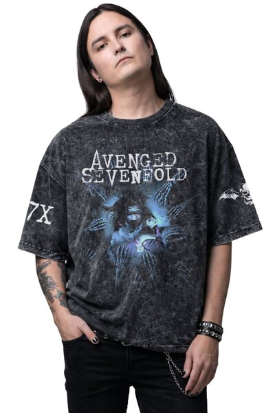 Fuddy Moda Unisex μπλουζάκι Avenged Sevenfold με στάμπα στα μανίκια, πλενόμεν...
