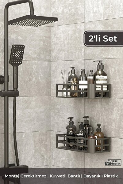 Empressco Pratik 2'li Yapışkanlı Banyo Rafı, Duş ve Şampuan Düzenleyici