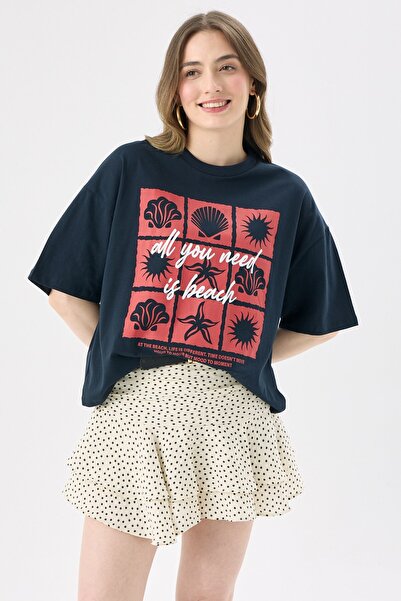 CrepTekstil Tricou cu mânecă scurtă pentru femei Crep, cu slogan imprimat All...